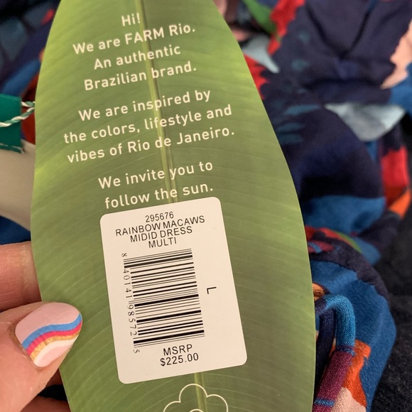 NWT Farm Rio Rainbow Macaws midi dress. Size L - Picture 7 of 7